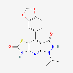 molecular formula C17H14N4O4S B14941650 4-(1,3-Benzodioxol-5-YL)-1-isopropyl-1H-pyrazolo[3,4-B][1,3]thiazolo[5,4-E]pyridine-3,6(2H,7H)-dione 