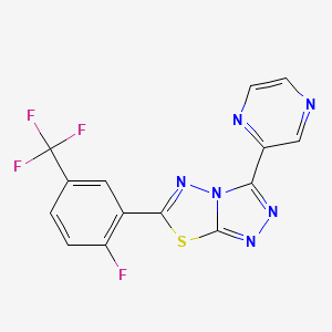 6-[2-Fluoro-5-(trifluoromethyl)phenyl]-3-(pyrazin-2-yl)[1,2,4]triazolo[3,4-b][1,3,4]thiadiazole