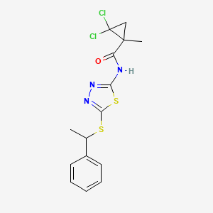 2,2-dichloro-1-methyl-N-{5-[(1-phenylethyl)sulfanyl]-1,3,4-thiadiazol-2-yl}cyclopropanecarboxamide