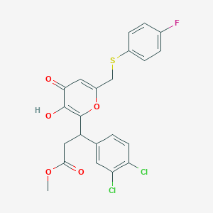 methyl 3-(3,4-dichlorophenyl)-3-(6-{[(4-fluorophenyl)sulfanyl]methyl}-3-hydroxy-4-oxo-4H-pyran-2-yl)propanoate