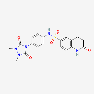 molecular formula C19H19N5O5S B14941978 N-[4-(1,2-dimethyl-3,5-dioxo-1,2,4-triazolidin-4-yl)phenyl]-2-oxo-1,2,3,4-tetrahydroquinoline-6-sulfonamide 