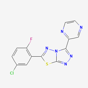 molecular formula C13H6ClFN6S B14941990 2-[6-(5-Chloro-2-fluorophenyl)-[1,2,4]triazolo[3,4-b][1,3,4]thiadiazol-3-yl]pyrazine 