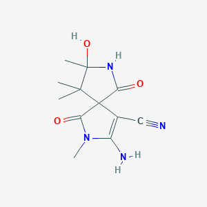 3-Amino-8-hydroxy-2,8,9,9-tetramethyl-1,6-dioxo-2,7-diazaspiro[4.4]non-3-ene-4-carbonitrile