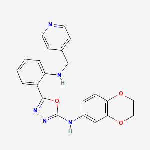 molecular formula C22H19N5O3 B14942008 2-(2-((4-Pyridyl)methyl)aminophenyl)-5-(3,4-ethylenedioxy)phenylamino-1,3,4-oxadiazole 