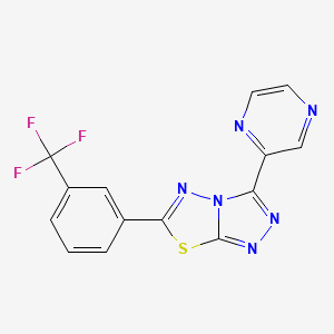 molecular formula C14H7F3N6S B14942014 3-(Pyrazin-2-yl)-6-[3-(trifluoromethyl)phenyl][1,2,4]triazolo[3,4-b][1,3,4]thiadiazole 