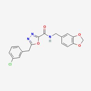 N-(1,3-benzodioxol-5-ylmethyl)-5-(3-chlorobenzyl)-1,3,4-oxadiazole-2-carboxamide