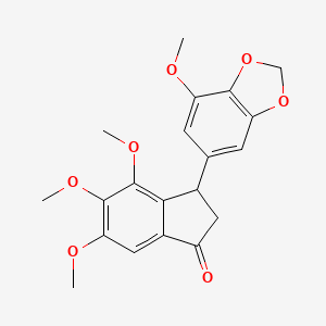 molecular formula C20H20O7 B14942048 4,5,6-Trimethoxy-3-(7-methoxy-1,3-benzodioxol-5-YL)-1-indanone 