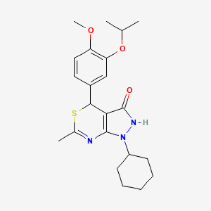 1-cyclohexyl-4-[4-methoxy-3-(propan-2-yloxy)phenyl]-6-methyl-1,4-dihydropyrazolo[3,4-d][1,3]thiazin-3(2H)-one