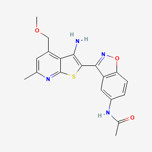 N-{3-[3-amino-4-(methoxymethyl)-6-methylthieno[2,3-b]pyridin-2-yl]-1,2-benzoxazol-5-yl}acetamide