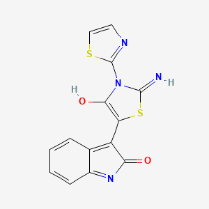 molecular formula C14H8N4O2S2 B14942189 (3E)-3-[2-imino-4-oxo-3-(1,3-thiazol-2-yl)-1,3-thiazolidin-5-ylidene]-1,3-dihydro-2H-indol-2-one 