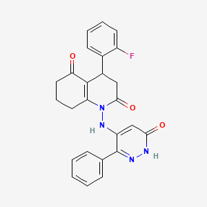 molecular formula C25H21FN4O3 B14942209 4-(2-fluorophenyl)-1-[(6-oxo-3-phenyl-1,6-dihydropyridazin-4-yl)amino]-4,6,7,8-tetrahydroquinoline-2,5(1H,3H)-dione 