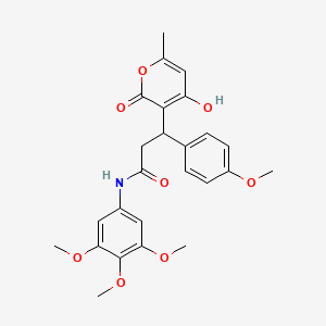 3-(4-hydroxy-6-methyl-2-oxo-2H-pyran-3-yl)-3-(4-methoxyphenyl)-N-(3,4,5-trimethoxyphenyl)propanamide