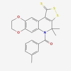 (4,4-dimethyl-1-thioxo-1,4,8,9-tetrahydro-5H-[1,4]dioxino[2,3-g][1,2]dithiolo[3,4-c]quinolin-5-yl)(3-methylphenyl)methanone