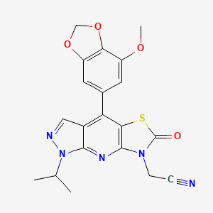 [1-Isopropyl-4-(7-methoxy-1,3-benzodioxol-5-YL)-6-oxo-1H-pyrazolo[3,4-B][1,3]thiazolo[5,4-E]pyridin-7(6H)-YL]methyl cyanide