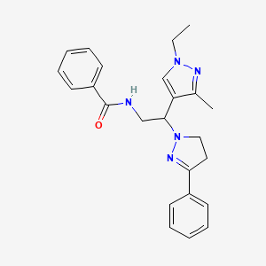 molecular formula C24H27N5O B14942304 N-[2-(1-ethyl-3-methyl-1H-pyrazol-4-yl)-2-(3-phenyl-4,5-dihydro-1H-pyrazol-1-yl)ethyl]benzamide 