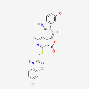 N-(2,4-dichlorophenyl)-2-({(1E)-1-[(5-methoxy-1H-indol-3-yl)methylidene]-6-methyl-3-oxo-1,3-dihydrofuro[3,4-c]pyridin-4-yl}sulfanyl)acetamide