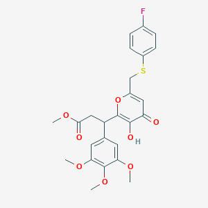 methyl 3-(6-{[(4-fluorophenyl)sulfanyl]methyl}-3-hydroxy-4-oxo-4H-pyran-2-yl)-3-(3,4,5-trimethoxyphenyl)propanoate