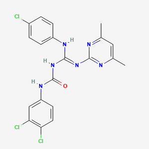 molecular formula C20H17Cl3N6O B14942433 1-{(Z)-[(4-chlorophenyl)amino][(4,6-dimethylpyrimidin-2-yl)amino]methylidene}-3-(3,4-dichlorophenyl)urea 