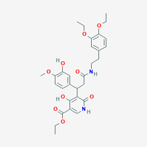 molecular formula C30H36N2O9 B14942478 Ethyl 5-[3-{[2-(3,4-diethoxyphenyl)ethyl]amino}-1-(3-hydroxy-4-methoxyphenyl)-3-oxopropyl]-4-hydroxy-6-oxo-1,6-dihydropyridine-3-carboxylate 