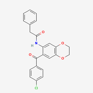 molecular formula C23H18ClNO4 B14942493 N-{7-[(4-chlorophenyl)carbonyl]-2,3-dihydro-1,4-benzodioxin-6-yl}-2-phenylacetamide 