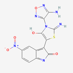 molecular formula C13H7N7O5S B14942544 (3E)-3-[3-(4-amino-1,2,5-oxadiazol-3-yl)-2-imino-4-oxo-1,3-thiazolidin-5-ylidene]-5-nitro-1,3-dihydro-2H-indol-2-one 