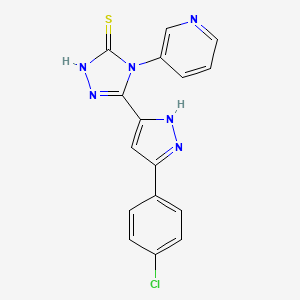 5-[3-(4-chlorophenyl)-1H-pyrazol-5-yl]-4-(pyridin-3-yl)-4H-1,2,4-triazole-3-thiol