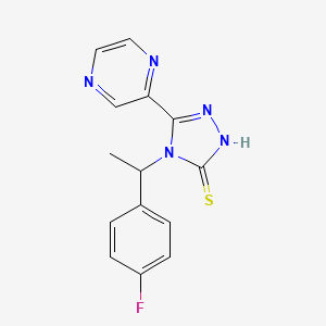 molecular formula C14H12FN5S B14942614 4-[1-(4-fluorophenyl)ethyl]-5-(pyrazin-2-yl)-4H-1,2,4-triazole-3-thiol 