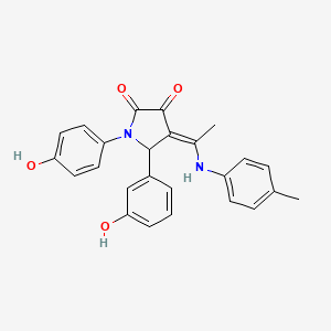 (4E)-5-(3-Hydroxyphenyl)-1-(4-hydroxyphenyl)-4-{1-[(4-methylphenyl)amino]ethylidene}pyrrolidine-2,3-dione