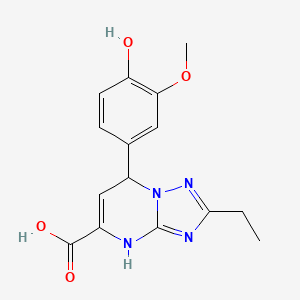 molecular formula C15H16N4O4 B14942687 2-Ethyl-7-(4-hydroxy-3-methoxyphenyl)-4,7-dihydro[1,2,4]triazolo[1,5-a]pyrimidine-5-carboxylic acid 