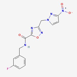 N-(3-fluorobenzyl)-3-[(3-nitro-1H-pyrazol-1-yl)methyl]-1,2,4-oxadiazole-5-carboxamide