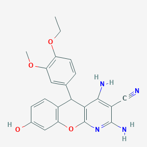 molecular formula C22H20N4O4 B14942731 2,4-diamino-5-(4-ethoxy-3-methoxyphenyl)-8-hydroxy-5H-chromeno[2,3-b]pyridine-3-carbonitrile 