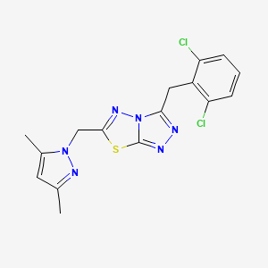 molecular formula C16H14Cl2N6S B14942744 3-(2,6-dichlorobenzyl)-6-[(3,5-dimethyl-1H-pyrazol-1-yl)methyl][1,2,4]triazolo[3,4-b][1,3,4]thiadiazole 