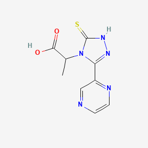 molecular formula C9H9N5O2S B14942777 2-[3-(pyrazin-2-yl)-5-sulfanyl-4H-1,2,4-triazol-4-yl]propanoic acid 