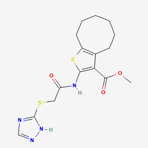 molecular formula C16H20N4O3S2 B14942782 methyl 2-{[(4H-1,2,4-triazol-3-ylsulfanyl)acetyl]amino}-4,5,6,7,8,9-hexahydrocycloocta[b]thiophene-3-carboxylate 