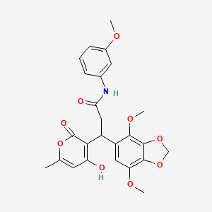 3-(4,7-dimethoxy-1,3-benzodioxol-5-yl)-3-(4-hydroxy-6-methyl-2-oxo-2H-pyran-3-yl)-N-(3-methoxyphenyl)propanamide