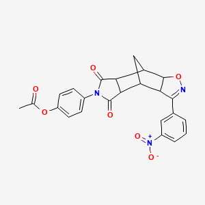 molecular formula C24H19N3O7 B14942818 4-[3-(3-nitrophenyl)-5,7-dioxo-3a,4,4a,5,7,7a,8,8a-octahydro-6H-4,8-methano[1,2]oxazolo[4,5-f]isoindol-6-yl]phenyl acetate 