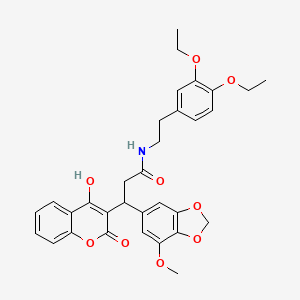 N-[2-(3,4-diethoxyphenyl)ethyl]-3-(4-hydroxy-2-oxo-2H-chromen-3-yl)-3-(7-methoxy-1,3-benzodioxol-5-yl)propanamide