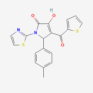 molecular formula C19H14N2O3S2 B14942906 3-hydroxy-5-(4-methylphenyl)-1-(1,3-thiazol-2-yl)-4-(thiophen-2-ylcarbonyl)-1,5-dihydro-2H-pyrrol-2-one 