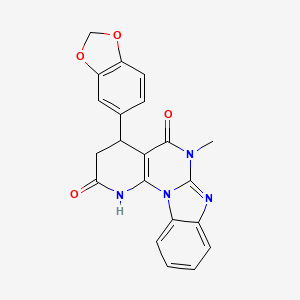 6-(1,3-benzodioxol-5-yl)-9-methyl-1,3,9,11-tetrazatetracyclo[8.7.0.02,7.012,17]heptadeca-2(7),10,12,14,16-pentaene-4,8-dione