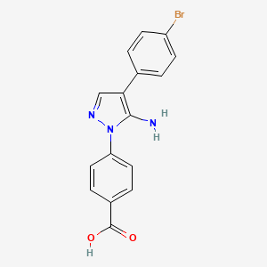 molecular formula C16H12BrN3O2 B14942988 4-(5-Amino-4-(4-bromophenyl)-1H-pyrazol-1-yl)benzoic acid 