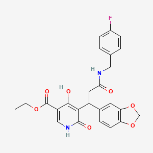 molecular formula C25H23FN2O7 B14943008 Ethyl 5-{1-(1,3-benzodioxol-5-yl)-3-[(4-fluorobenzyl)amino]-3-oxopropyl}-4-hydroxy-6-oxo-1,6-dihydropyridine-3-carboxylate 