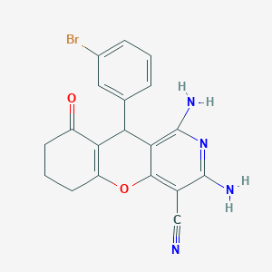 molecular formula C19H15BrN4O2 B14943015 1,3-diamino-10-(3-bromophenyl)-9-oxo-6,8,9,10-tetrahydro-7H-chromeno[3,2-c]pyridine-4-carbonitrile 