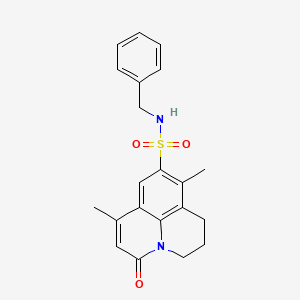 molecular formula C21H22N2O3S B14943065 N-benzyl-7,10-dimethyl-5-oxo-2,3-dihydro-1H,5H-pyrido[3,2,1-ij]quinoline-9-sulfonamide 