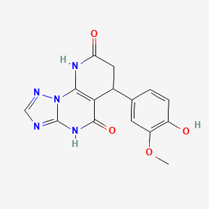 molecular formula C15H13N5O4 B14943067 6-(4-hydroxy-3-methoxyphenyl)-6,9-dihydropyrido[3,2-e][1,2,4]triazolo[1,5-a]pyrimidine-5,8(4H,7H)-dione 