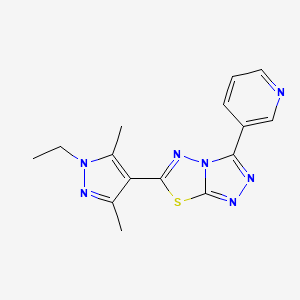 molecular formula C15H15N7S B14943069 3-[6-(1-Ethyl-3,5-dimethylpyrazol-4-yl)-[1,2,4]Triazolo[3,4-b][1,3,4]thiadiazol-3-yl]pyridine 