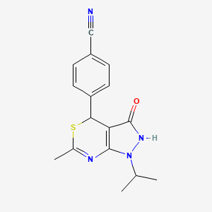 molecular formula C16H16N4OS B14943106 4-[6-Methyl-3-oxo-1-(propan-2-yl)-1,2,3,4-tetrahydropyrazolo[3,4-d][1,3]thiazin-4-yl]benzonitrile 