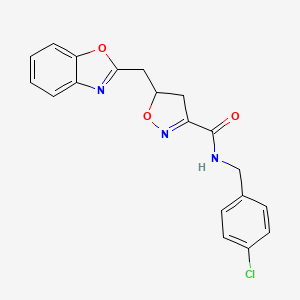 molecular formula C19H16ClN3O3 B14943118 5-(1,3-Benzoxazol-2-ylmethyl)-N-(4-chlorobenzyl)-4,5-dihydro-3-isoxazolecarboxamide 