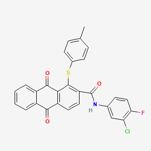 N-(3-chloro-4-fluorophenyl)-1-[(4-methylphenyl)sulfanyl]-9,10-dioxo-9,10-dihydroanthracene-2-carboxamide