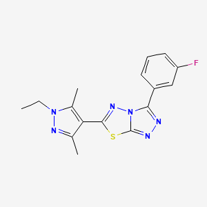 molecular formula C16H15FN6S B14943220 6-(1-ethyl-3,5-dimethyl-1H-pyrazol-4-yl)-3-(3-fluorophenyl)[1,2,4]triazolo[3,4-b][1,3,4]thiadiazole 