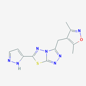 3-[(3,5-dimethyl-1,2-oxazol-4-yl)methyl]-6-(1H-pyrazol-3-yl)[1,2,4]triazolo[3,4-b][1,3,4]thiadiazole